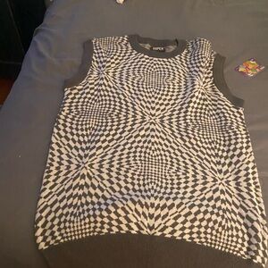 Black and White Geometric Sweater Vest by Super Massive